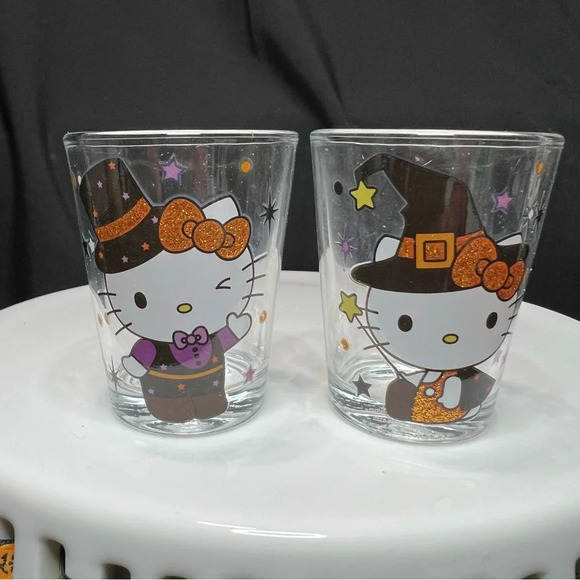 Sanrio Hello Kitty Halloween Glass Shot Glasses - Set Of 4 - Cat,Pumpkin,Witch - Picture 9 of 11